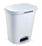 PAPELERA Con tapa y pedal BLANCA 50L